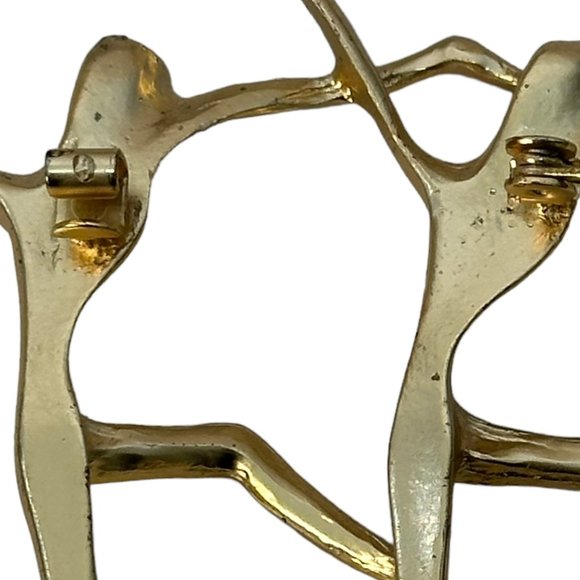 (10-231) Vintage Matte Gold Abstract 2 Dancers Brooch - Picture 4 of 8